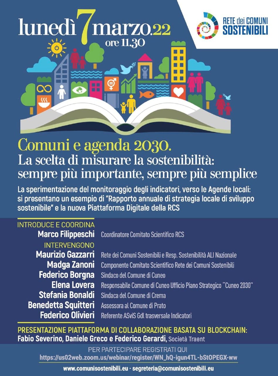 Evento lun 7 marzo  Comuni e Agenda 2030